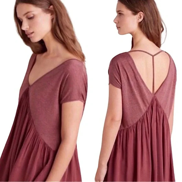 Anthropologie Meadow Rue Raspberry Red Quincy Short Sleeve Flowy Top size S - Picture 2 of 5